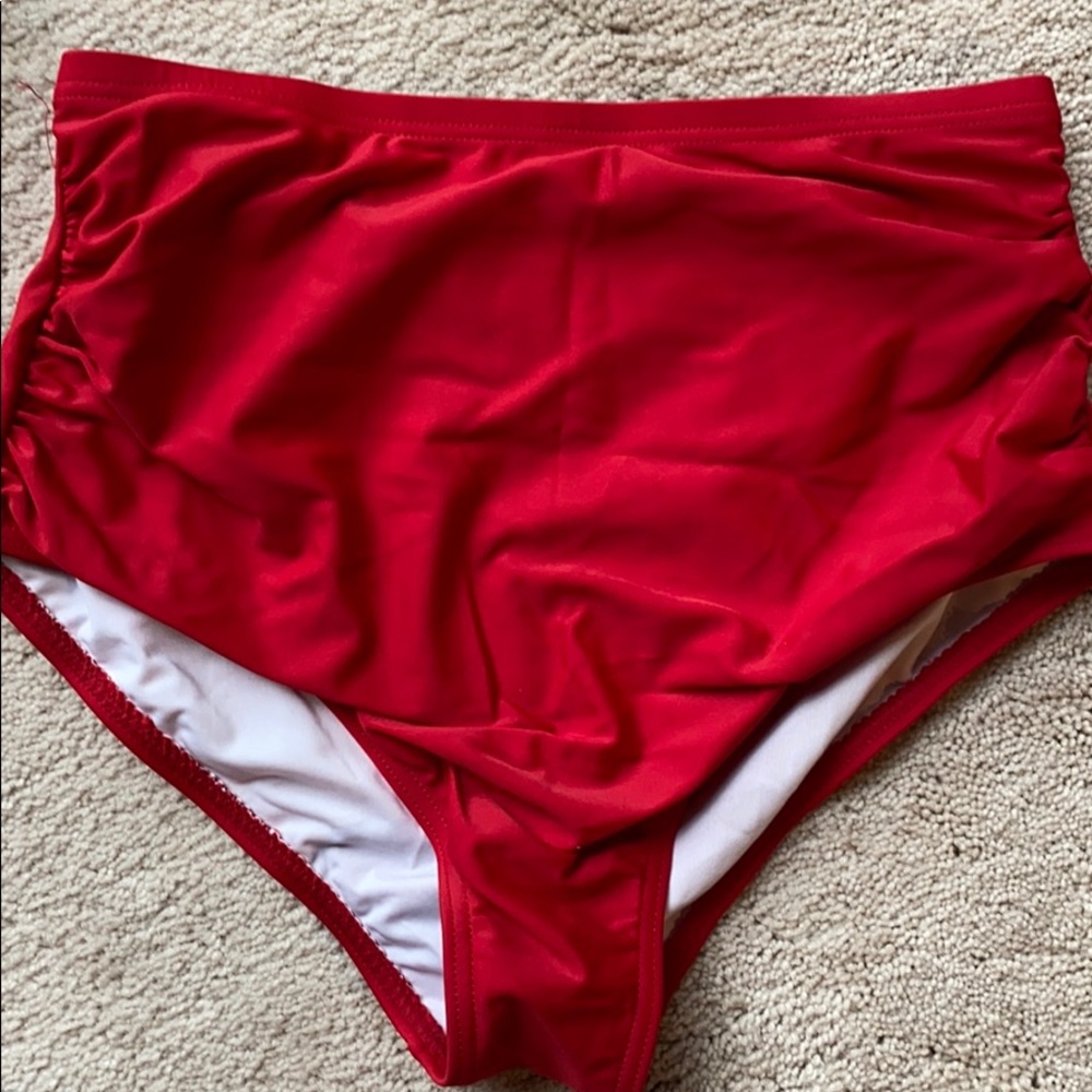 NWOT. Zeraca red high waisted swimsuit bottom.